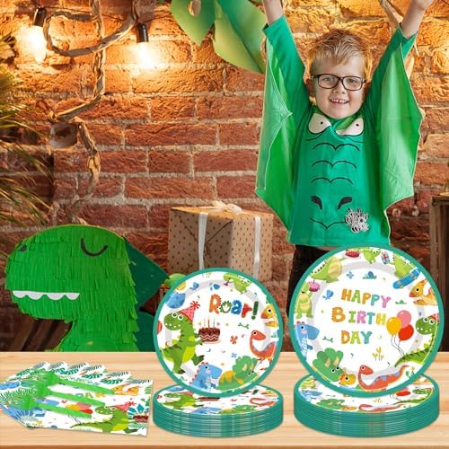 Dinosaur Party Plates Napkins Set for 24 Guests