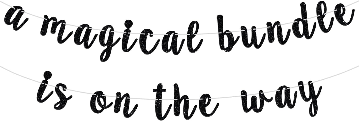 Hequoyer Magical Welcome Baby Banner with Glitter Letters