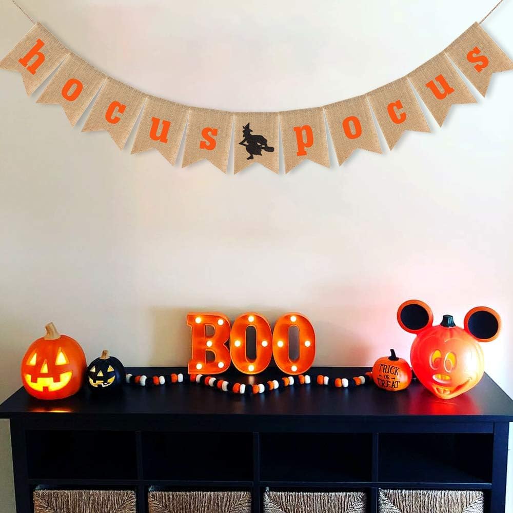 Burlap Happy Halloween Banner Hocus Pocus Garland