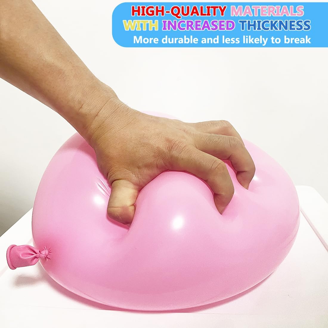 Thickened 12 Inch Birthday Balloons 100Pcs with Pump and Ribbon