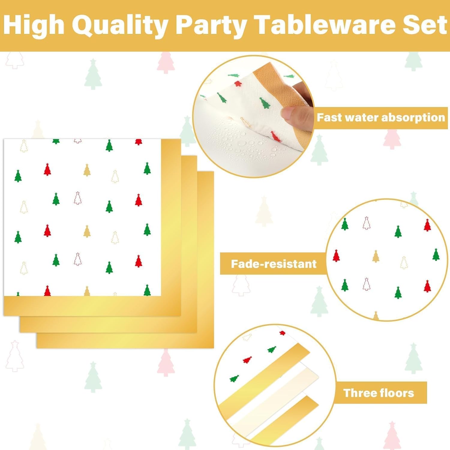 100 Pcs Christmas Party Plates Napkins Decor