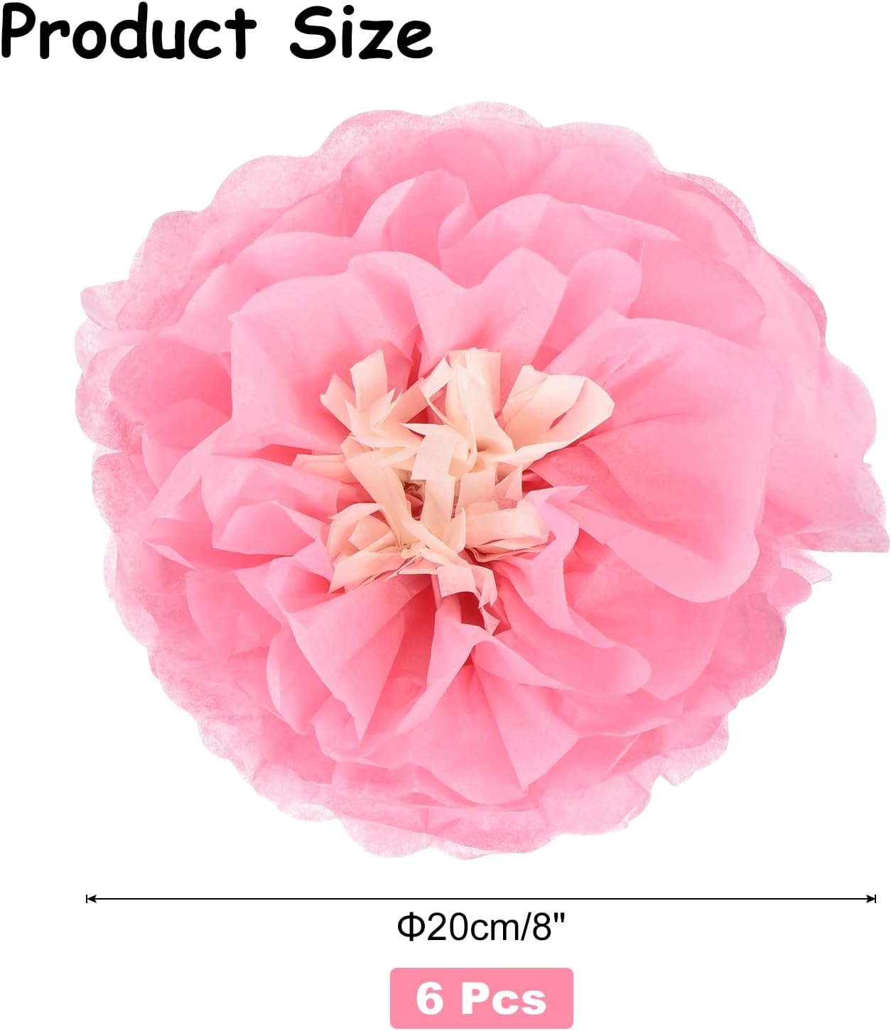 Rebower 6 Pcs Pink Paper Flowers 8 Inch Decor