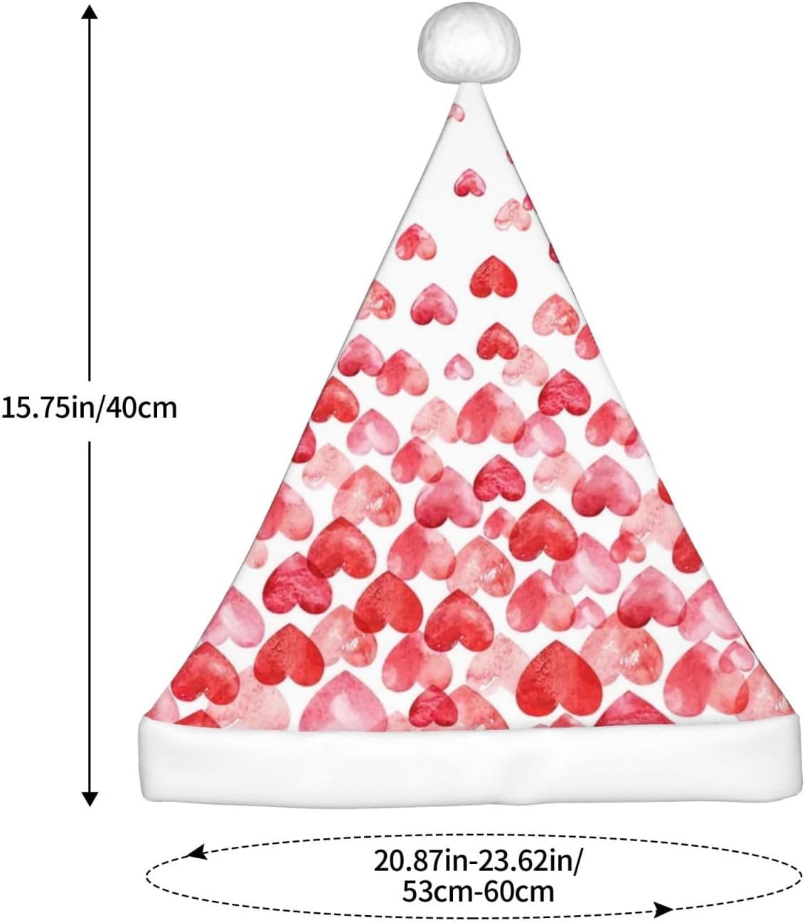 QINZHENG Falling Hearts Santa Hat for Women