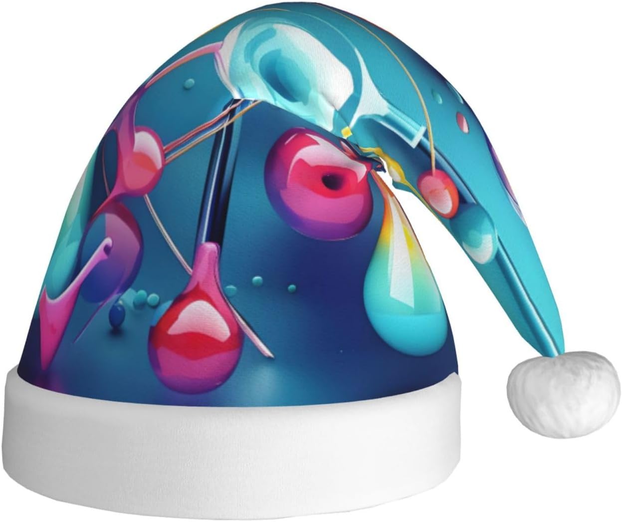 QINZHENG 3D Print Santa Hat with Abstract Science Design