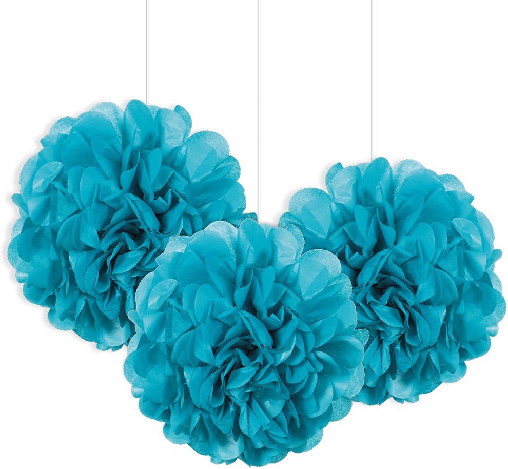 Caribbean Teal Mini Puff Tissue Decorations 3 Ct