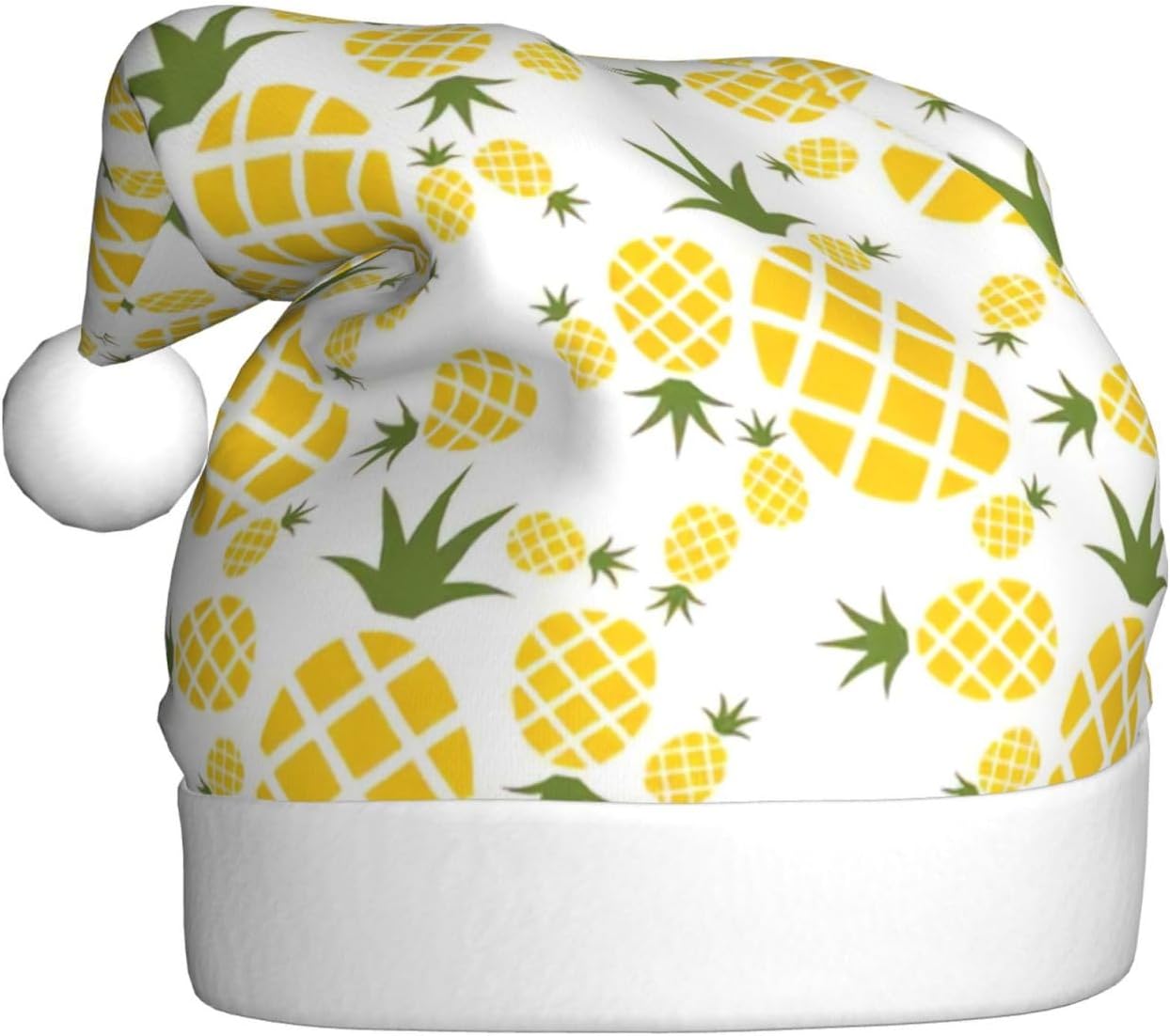 QINZHENG Pineapple Santa Hat Personalized Velvet Plush Christmas Hat for Women Adult