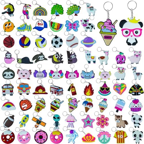 75PCS Cartoon Keychains Bulk for Kids