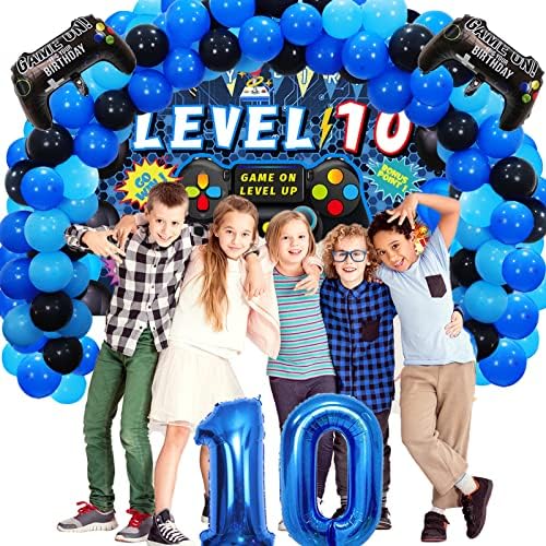 90PCS Blue 10th Birthday Video Game Decorations for Boys