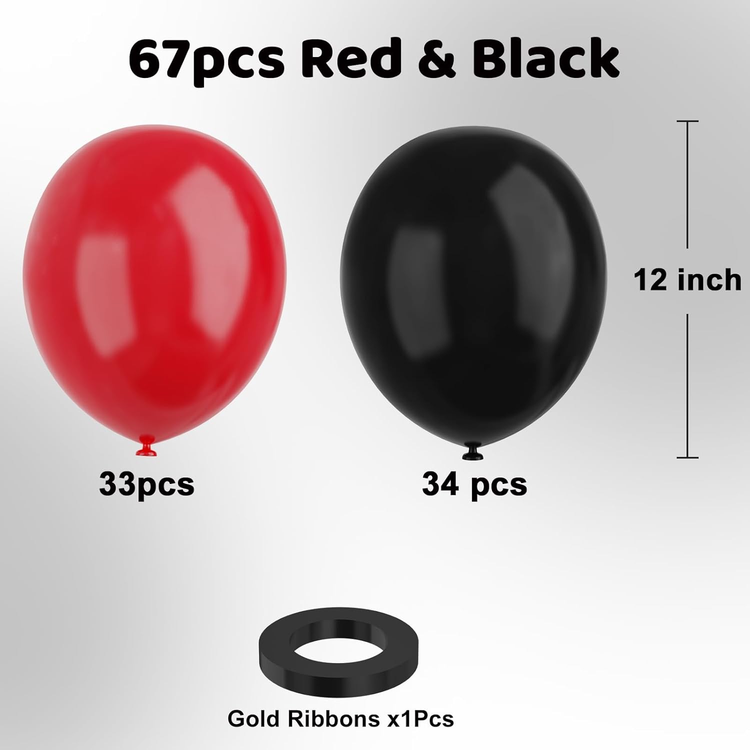 Red and Black Latex Balloons 12 Inch Party Decor Set