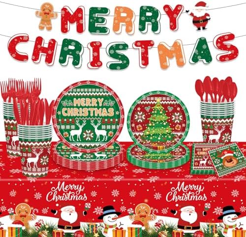 Christmas Party Plate Dinnerware Set for 24 Guests