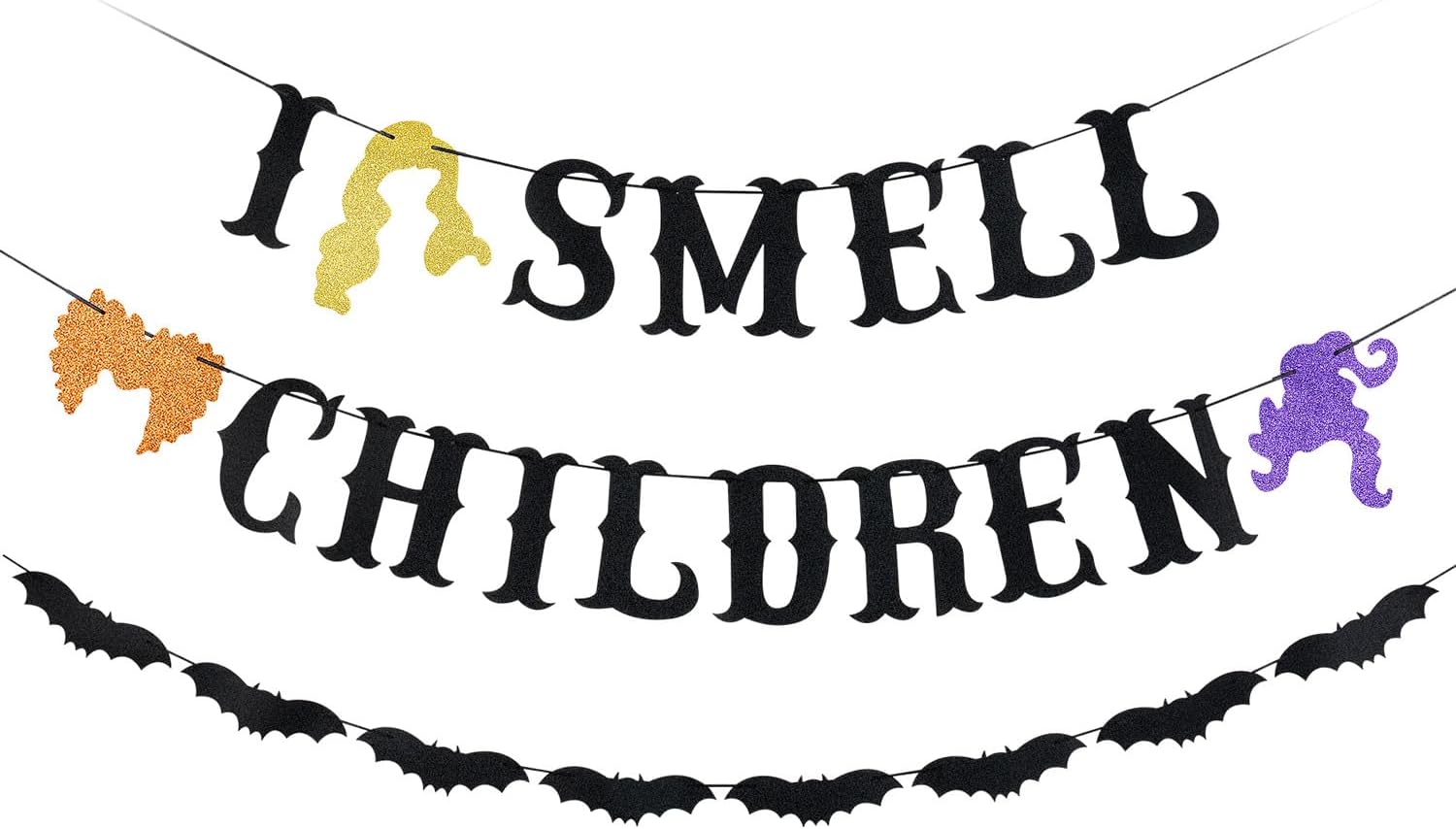 Black Glitter I Smell Children Halloween Banner