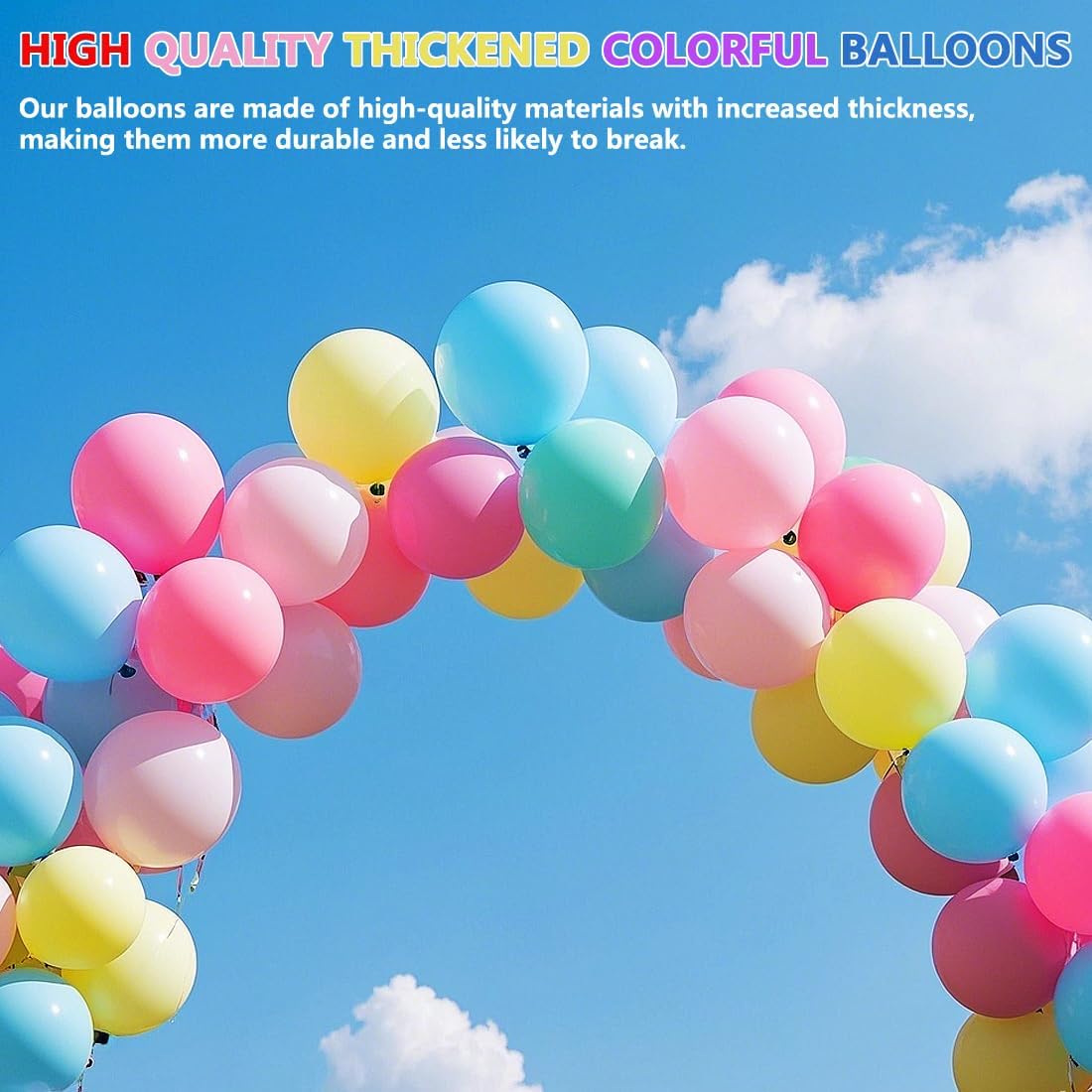 Thickened 12 Inch Birthday Balloons 100Pcs with Pump and Ribbon