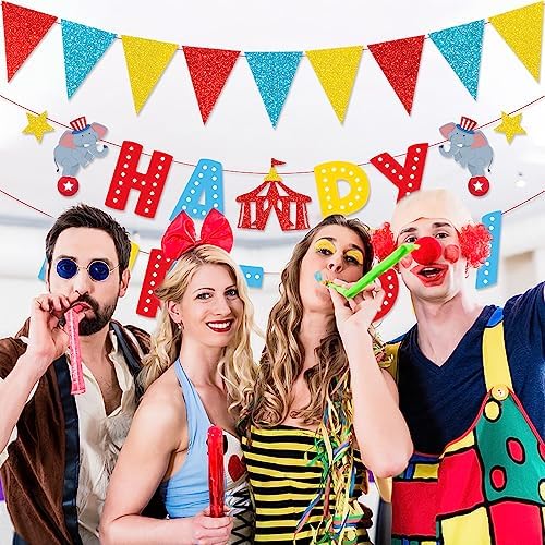 MORANTI Carnival Themed Birthday Banner for Kids Red Yellow Blue