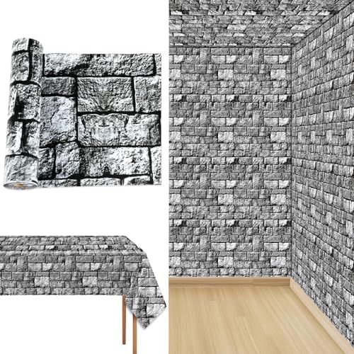 100FT x 51 Inch Medieval Themed Stone Wall Tablecloth Roll
