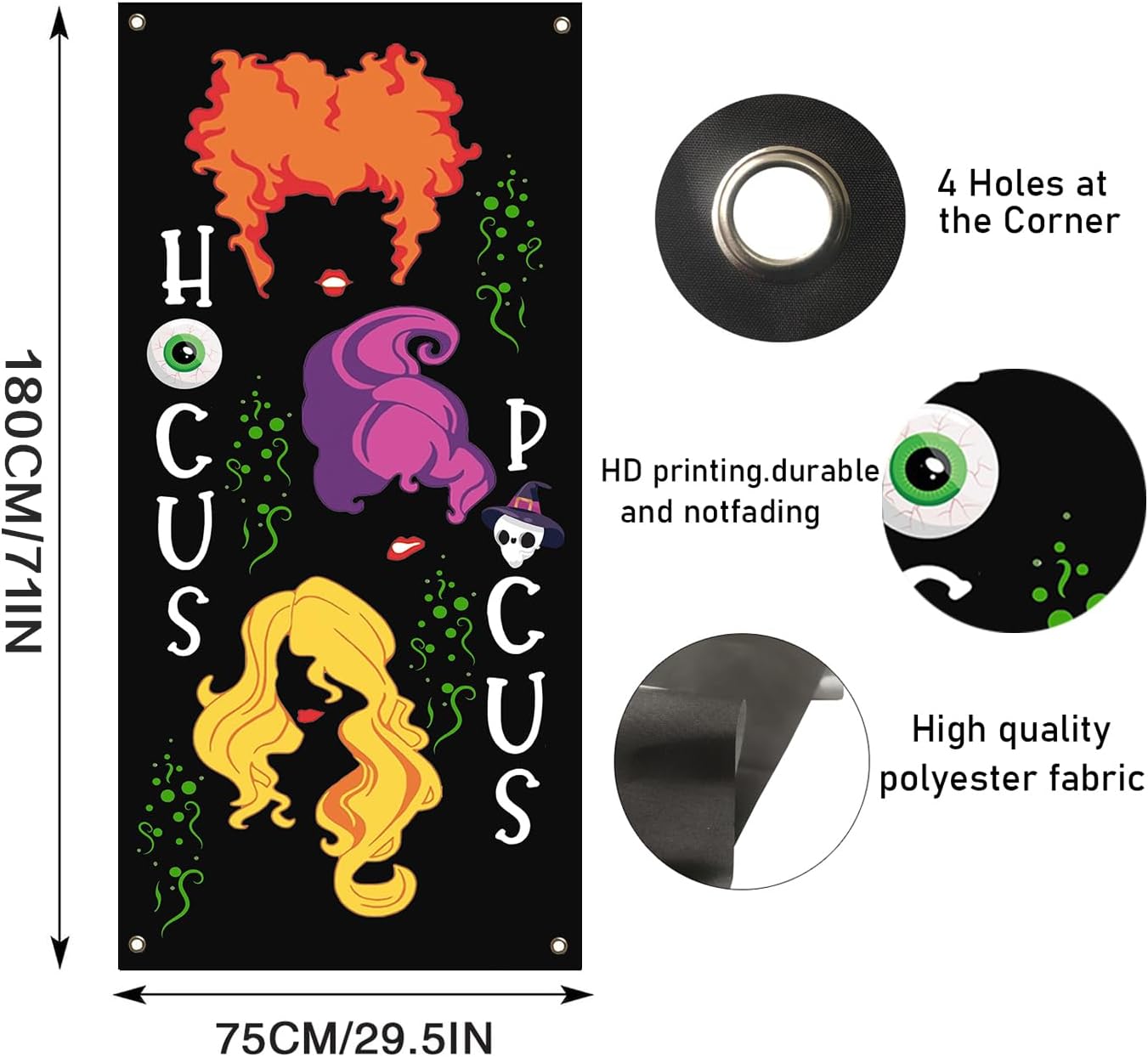Halloween Hocus Pocus Door Cover Banner 295x71 Inches
