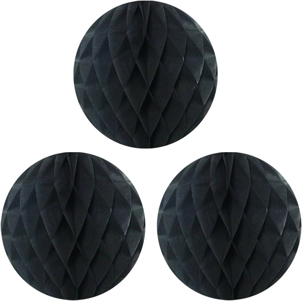 Wrapables 10 Inch Tissue Honeycomb Balls Set of 3 Black
