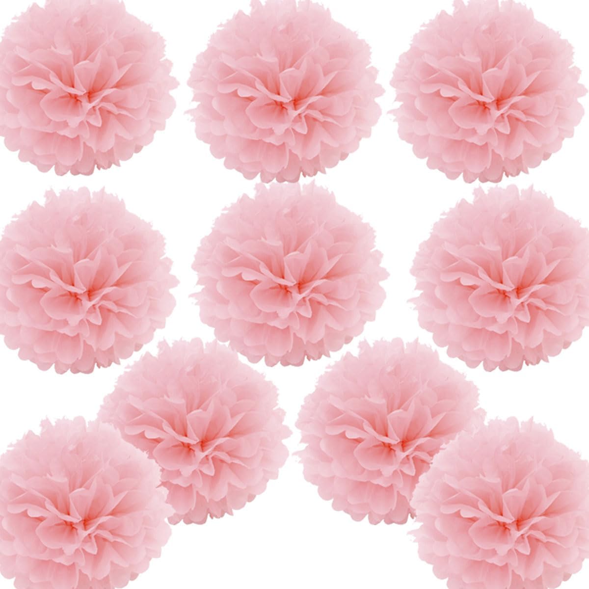 Ylys Love 10pcs Light Pink Tissue Pom Poms Hanging Decor