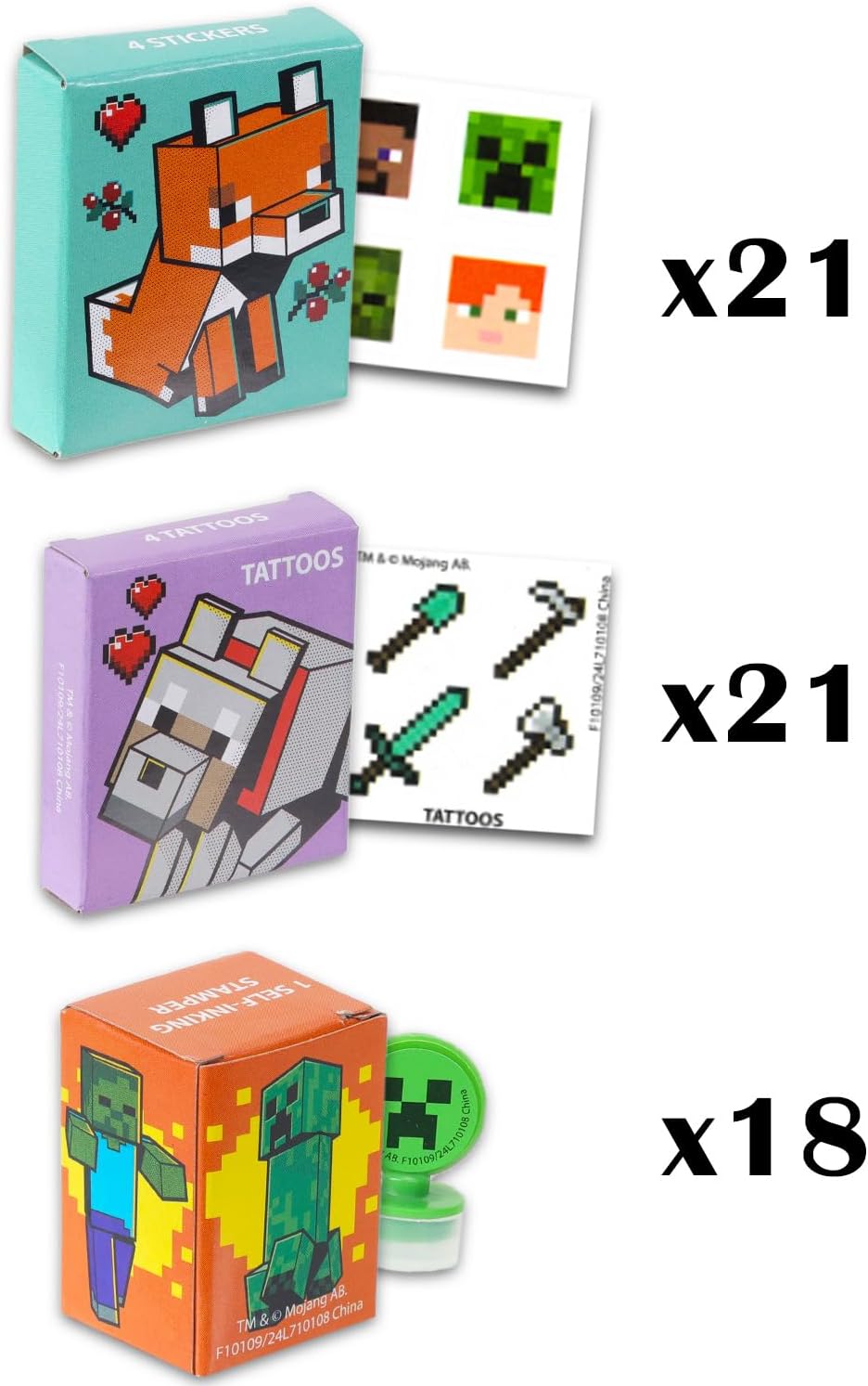 Minecraft Party Favors Bulk Set 60 Piece