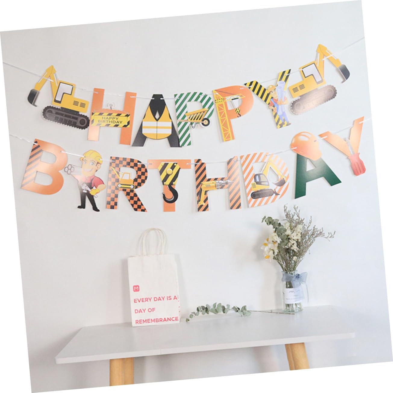 2pcs Excavator Themed Birthday Banners for Boys and Girls