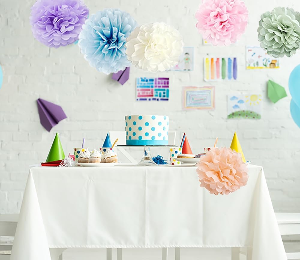 Rainbow Tissue Paper Pom Poms Party Decorations