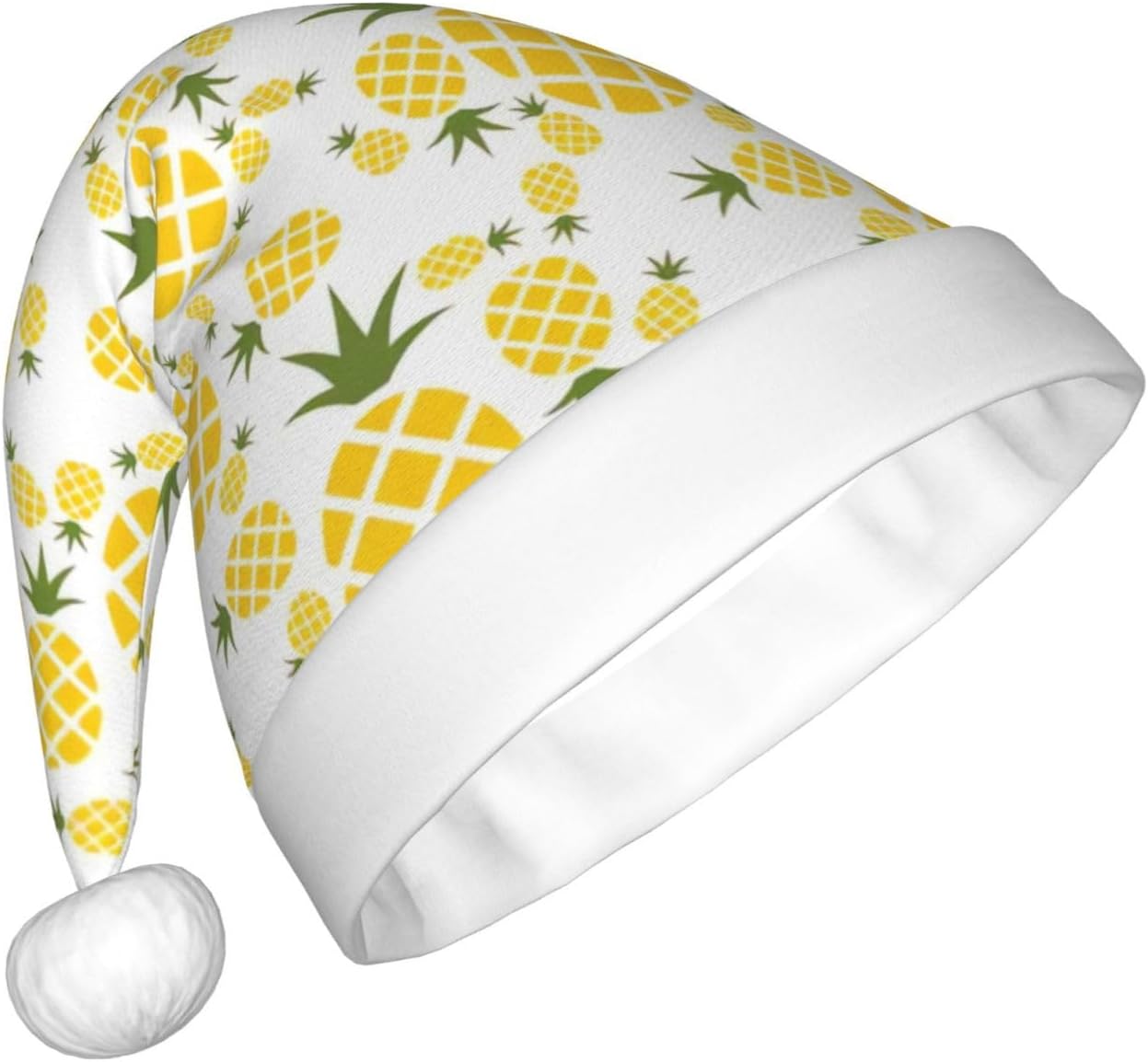 QINZHENG Pineapple Santa Hat Personalized Velvet Plush Christmas Hat for Women Adult
