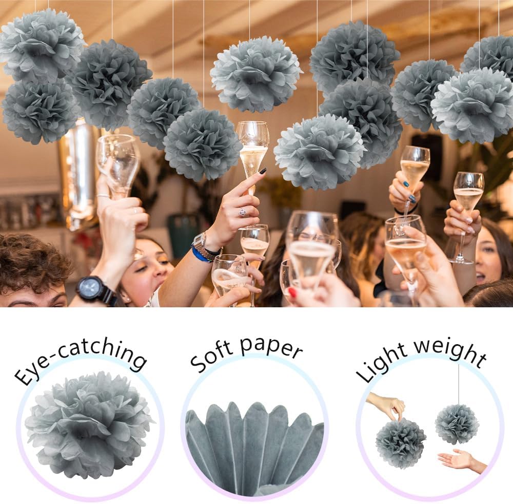 Ruidee 12 Pieces Tissue Paper Pompoms - 10in 12in Hanging Decorations