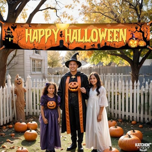 Katchon Happy Halloween Banners 120x20 Inch Outdoor