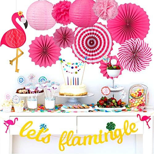 Whaline Flamingo Party Honeycomb Decorations 15Pcs Set
