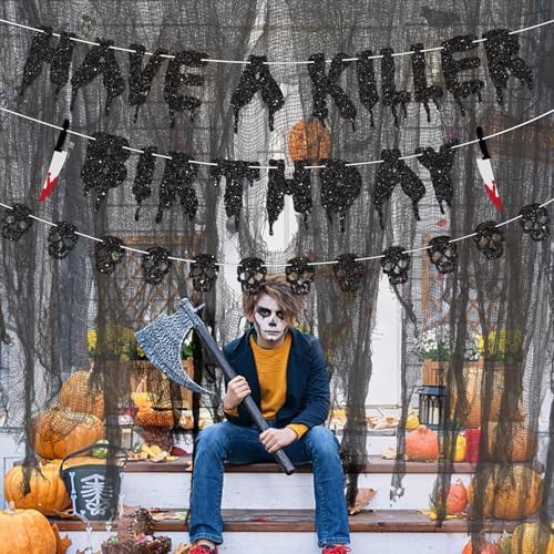 Glitter Have a Killer Halloween Party Decorations Banner