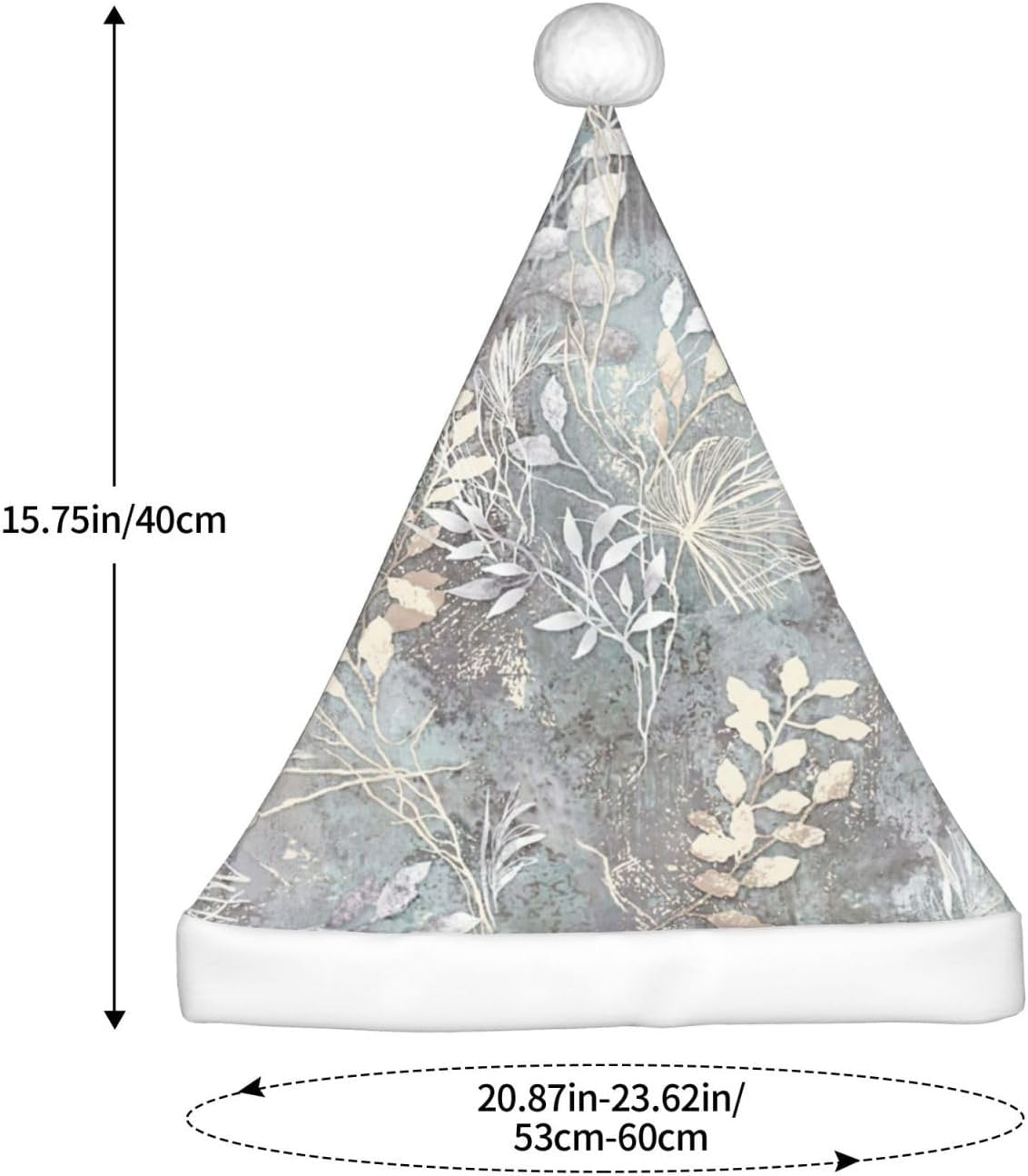 QINZHENG Blue Grace Flora Print Santa Hat for Women
