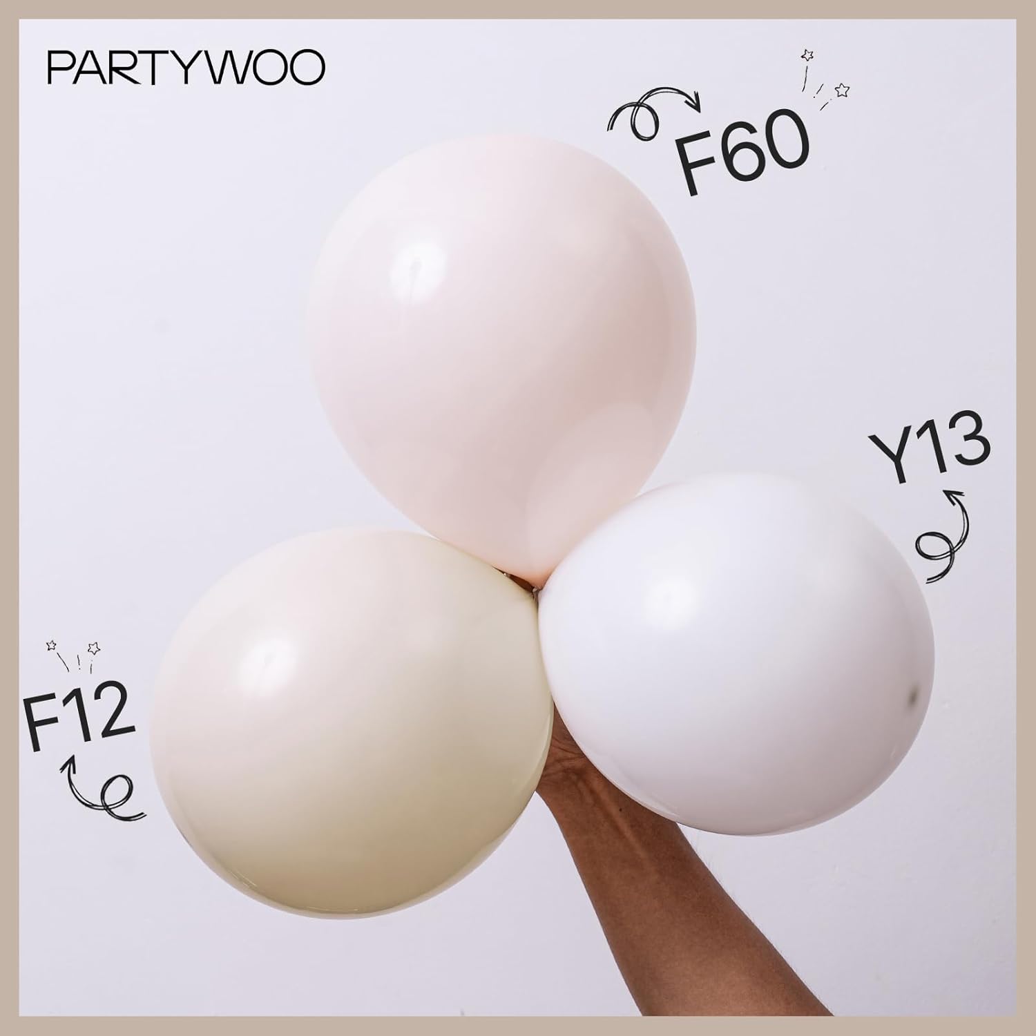 PartyWoo White Sand Balloons 142pcs Different Sizes Pack
