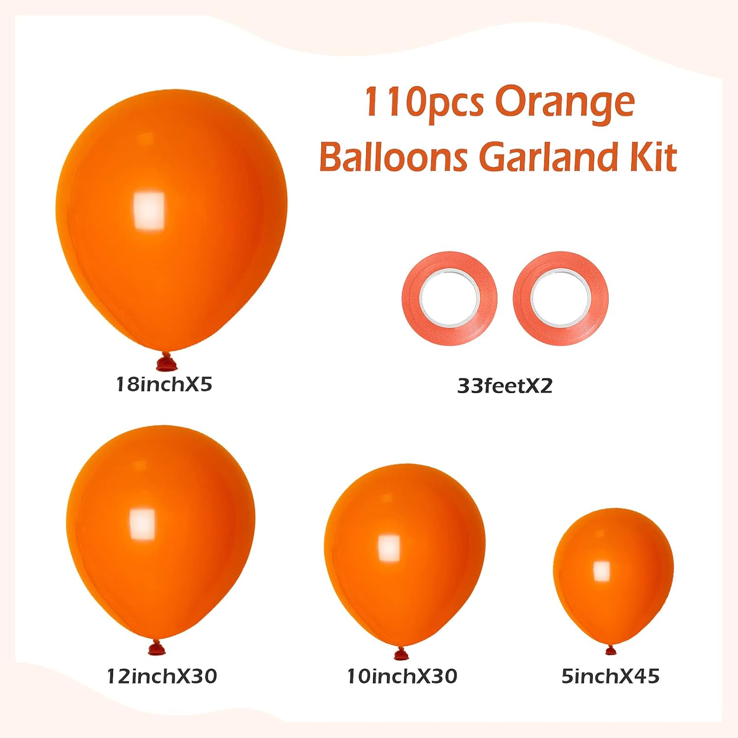 FOTIOMRG 110pcs Orange Balloon Garland Kit