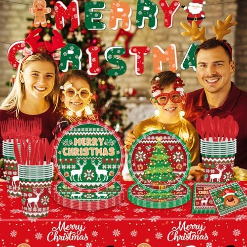 Christmas Party Plate Dinnerware Set for 24 Guests