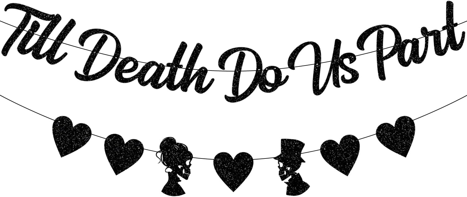 Black Glittery Till Death Do Us Part Halloween Wedding Banner