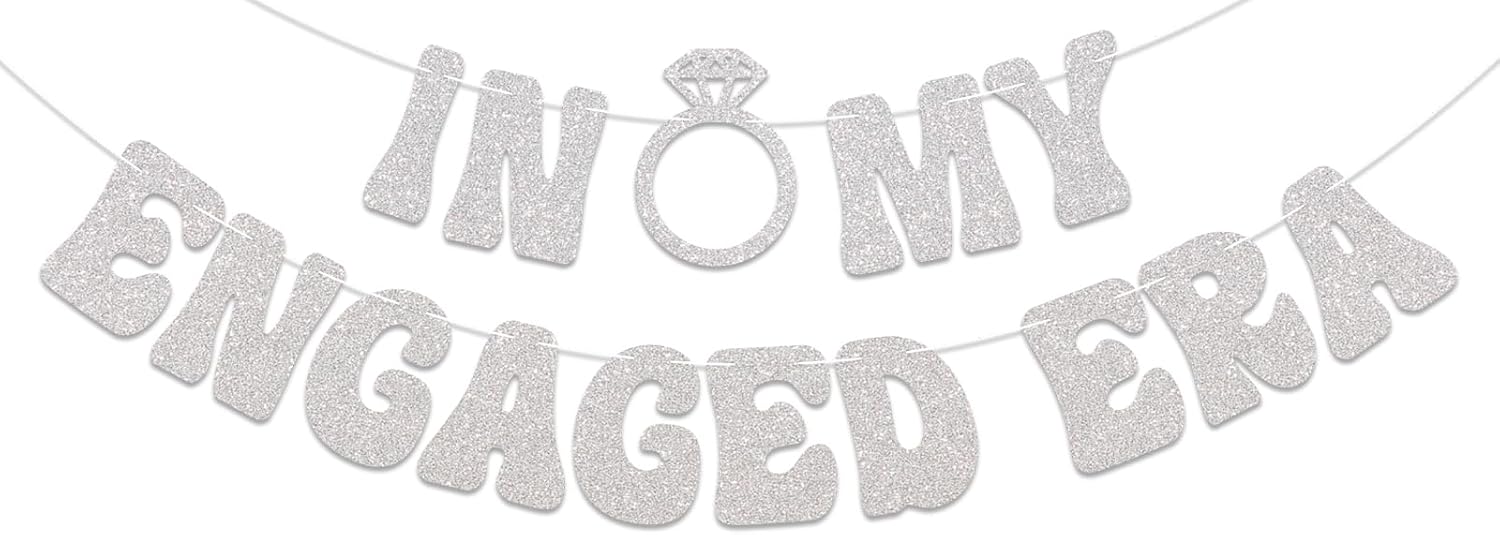 In My Engaged Era Silver Glitter Engagement Banner