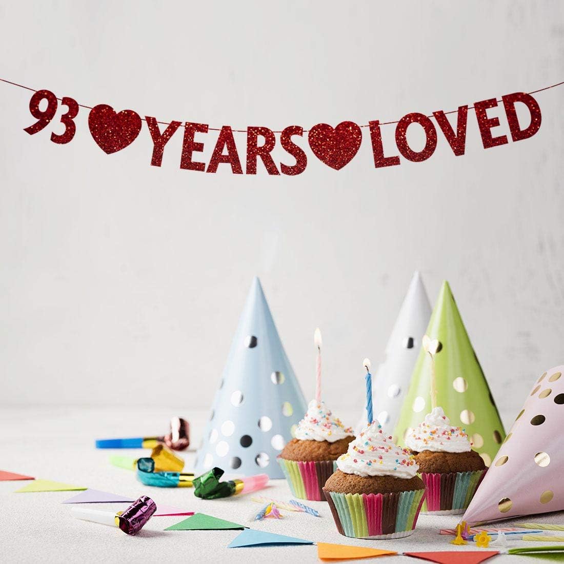 Red Glitter Happy 93rd Birthday Banner