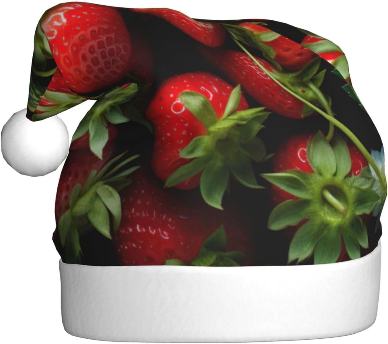 QINZHENG Personalized Santa Hat with Strawberry Print