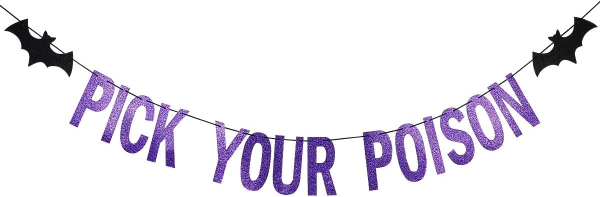 Purple Glitter Pick Your Poison Halloween Banner