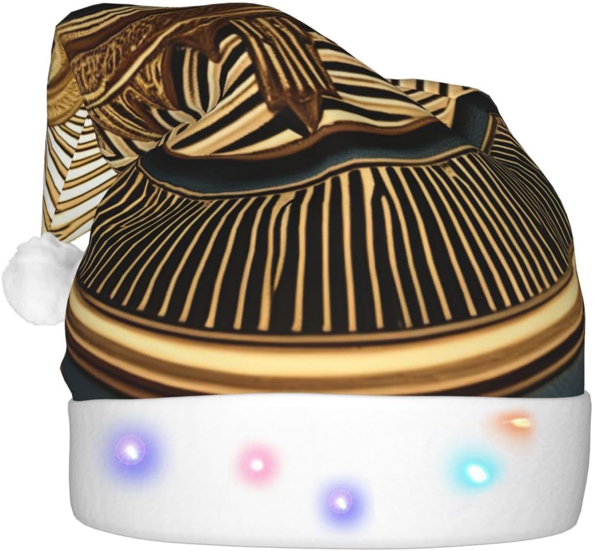 QINZHENG LED Christmas Santa Hat with Velvet Print