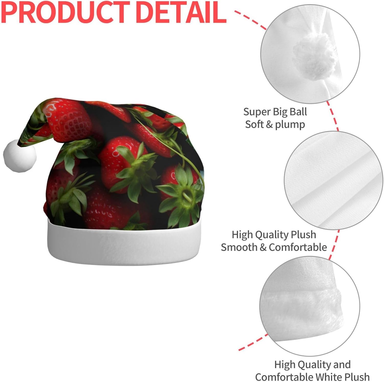 QINZHENG Personalized Santa Hat with Strawberry Print