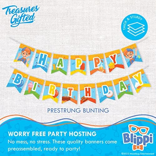 Treasures Gifted Blippi Birthday Banner - Pre Strung Decoration