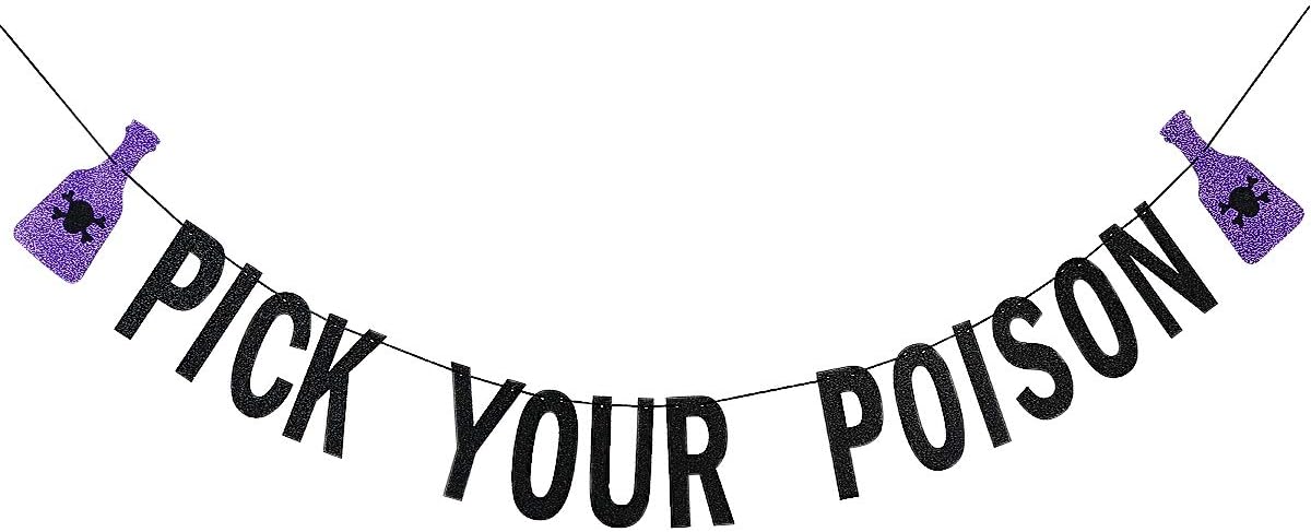 Black Glitter Pick Your Poison Halloween Banner 1
