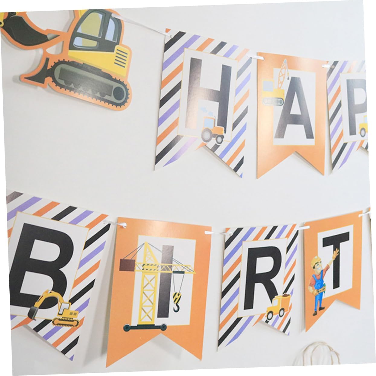 2pcs Car Themed Birthday Hanging Flags for Boys and Girls