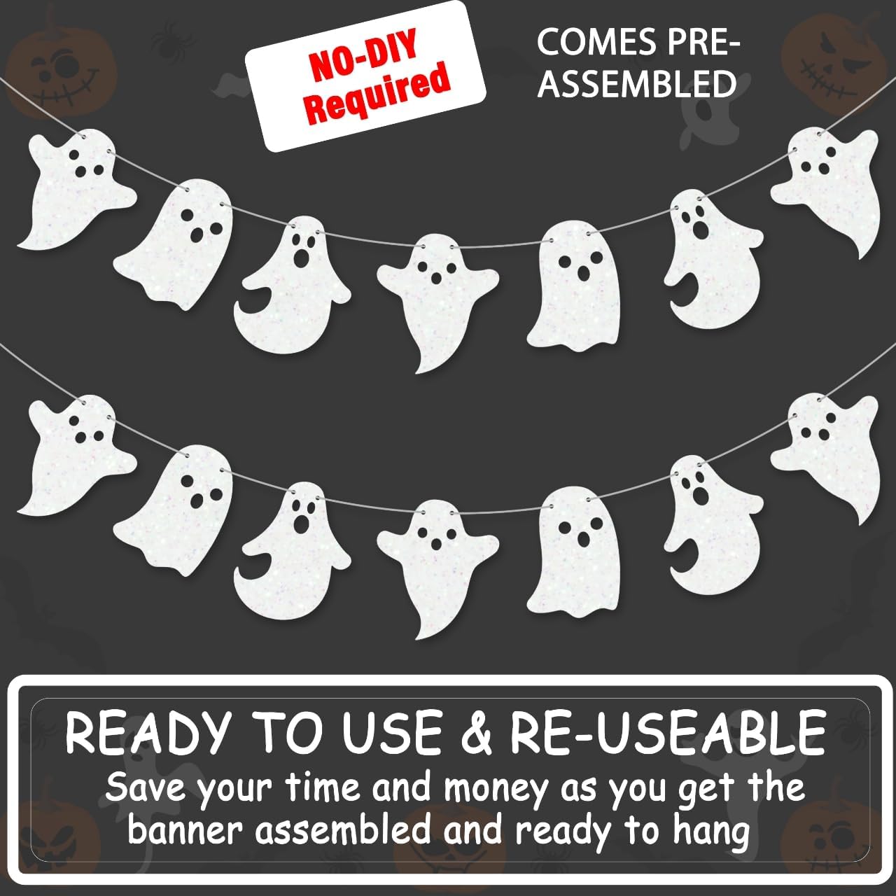 2pcs Halloween Ghost Banners for Haunted House Decor