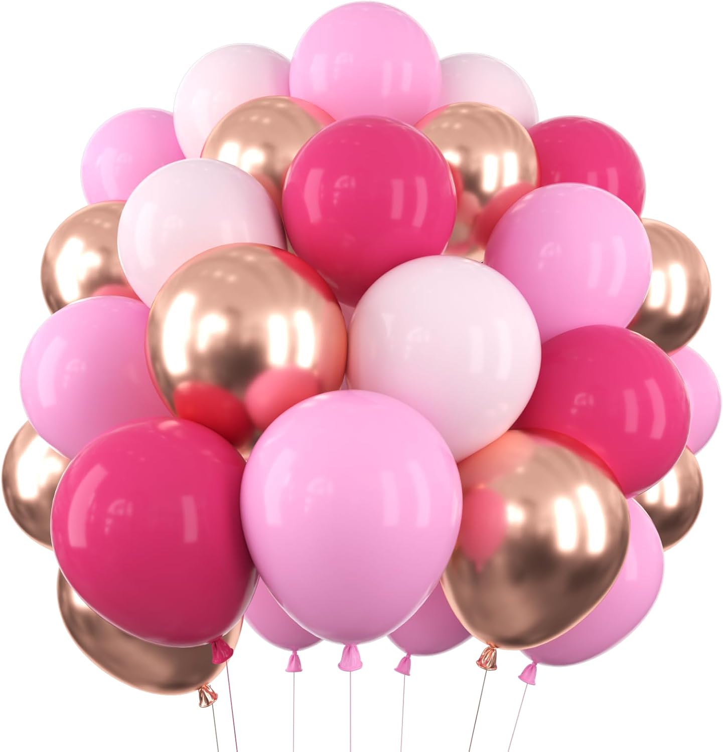 Pink and Rose Gold Balloon Set 12 Inches 70 Pcs Party Balloons