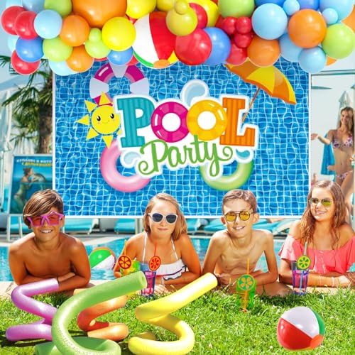 129Pcs Pool Party Decorations Birthday Supplies