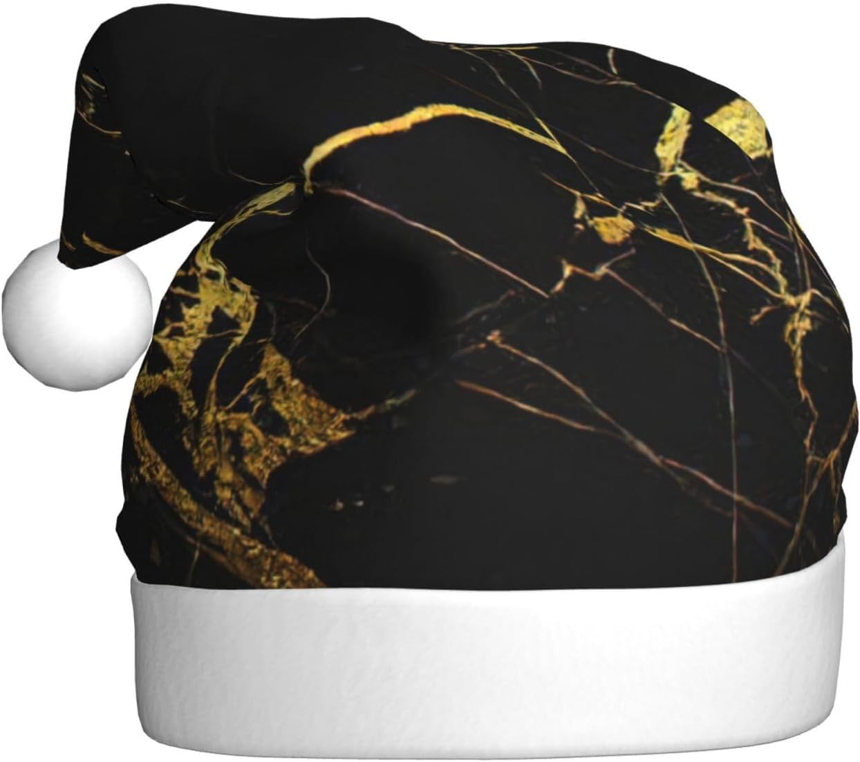 QINZHENG Personalized Santa Hat Black Gold Print Christmas Headwear for Women