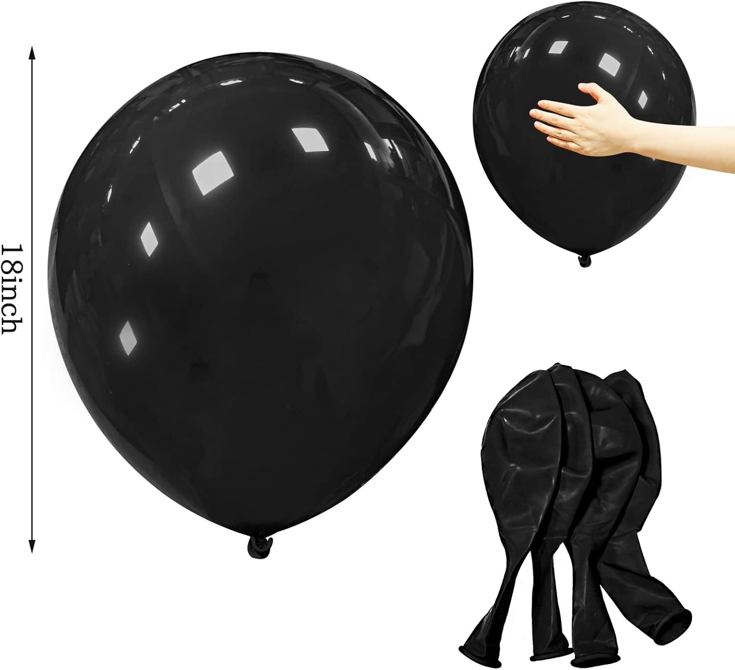 18 Inch Black Balloons 12 Pack for Party Decorations