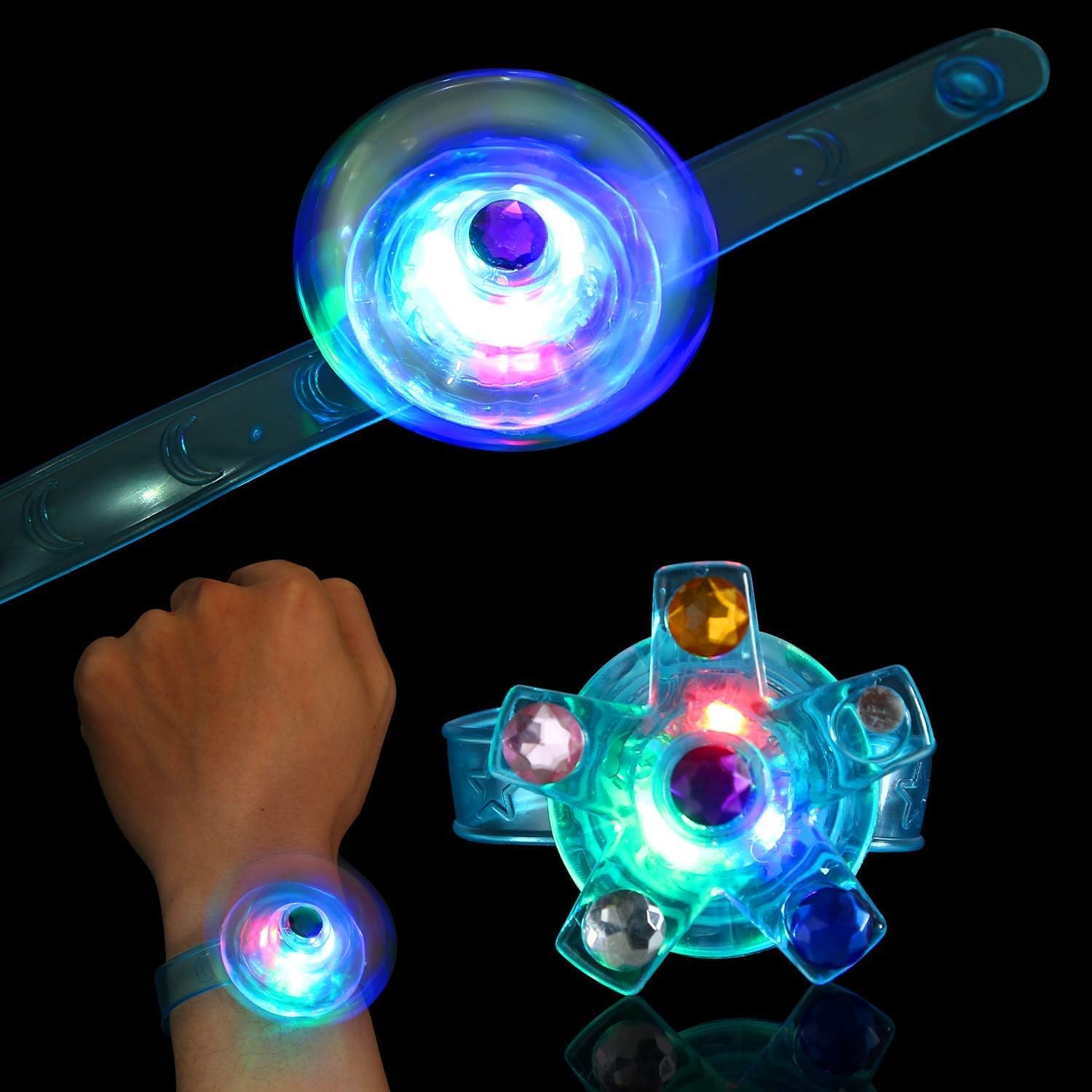 12 Pack Glow in the Dark LED Fidget Spinner Bracelets for Kids