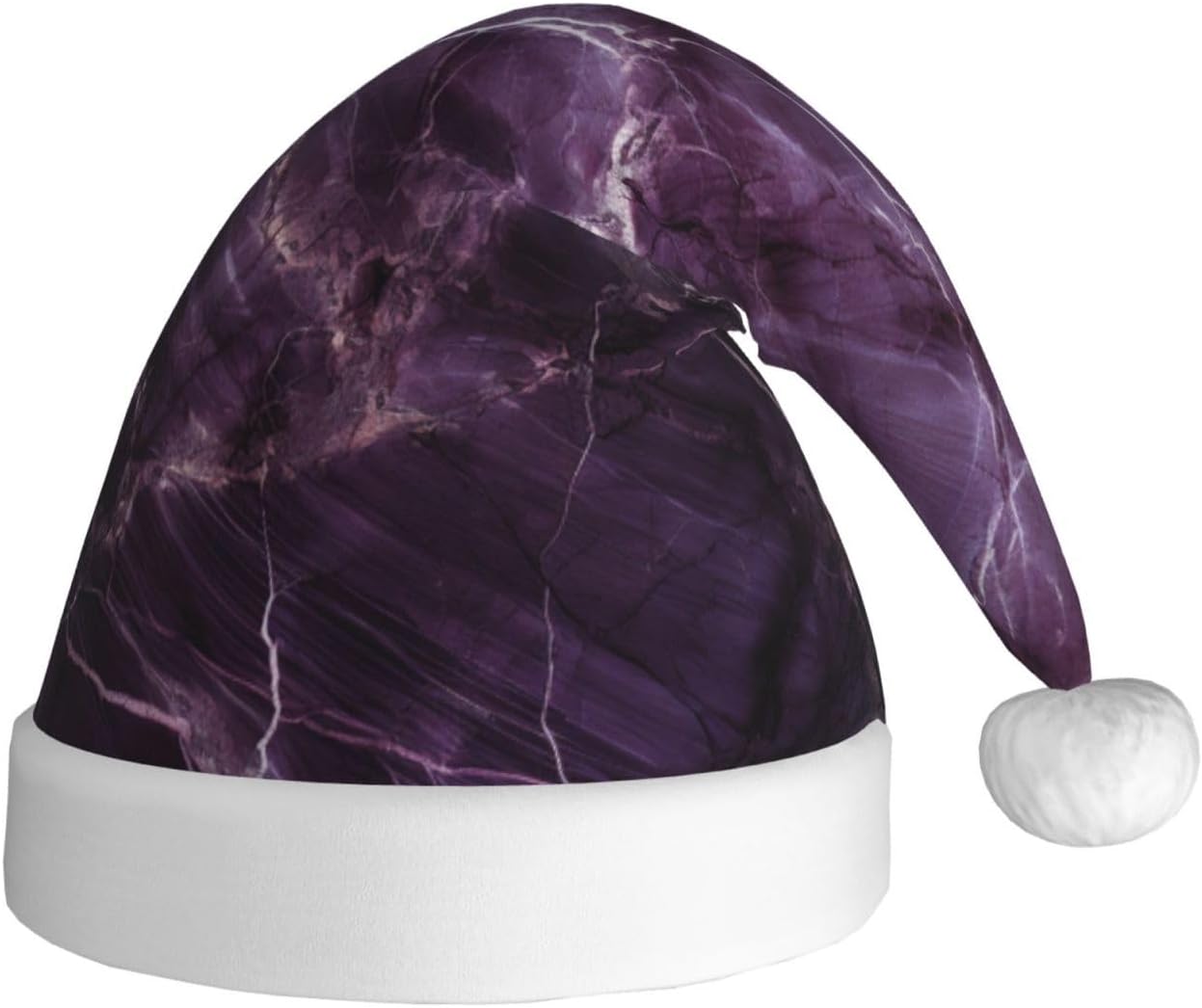 QINZHENG Purple Marble Print Santa Hat for Women Adult